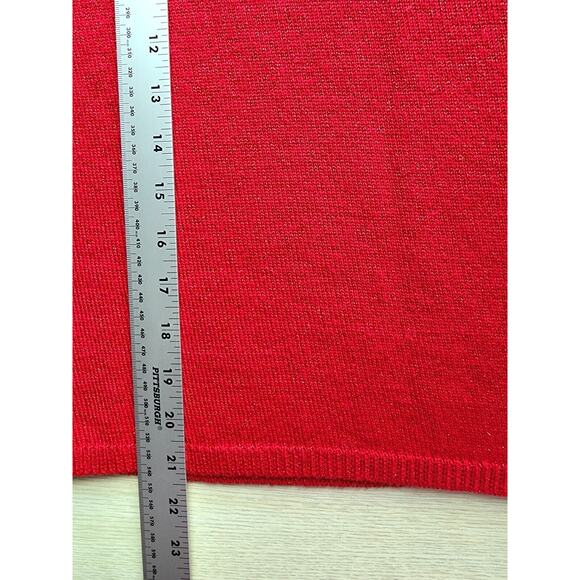 Top/Knit-Talbots-Red Gold Metallic-Wool Blend-Turtleneck-Short Sleeves-Size LRG - Picture 8 of 11